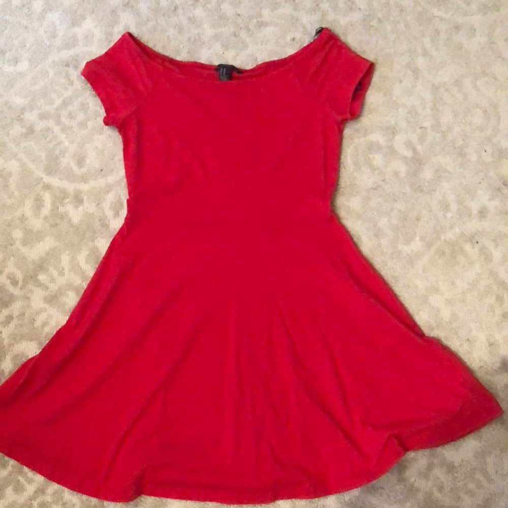 Solid red skater dress
